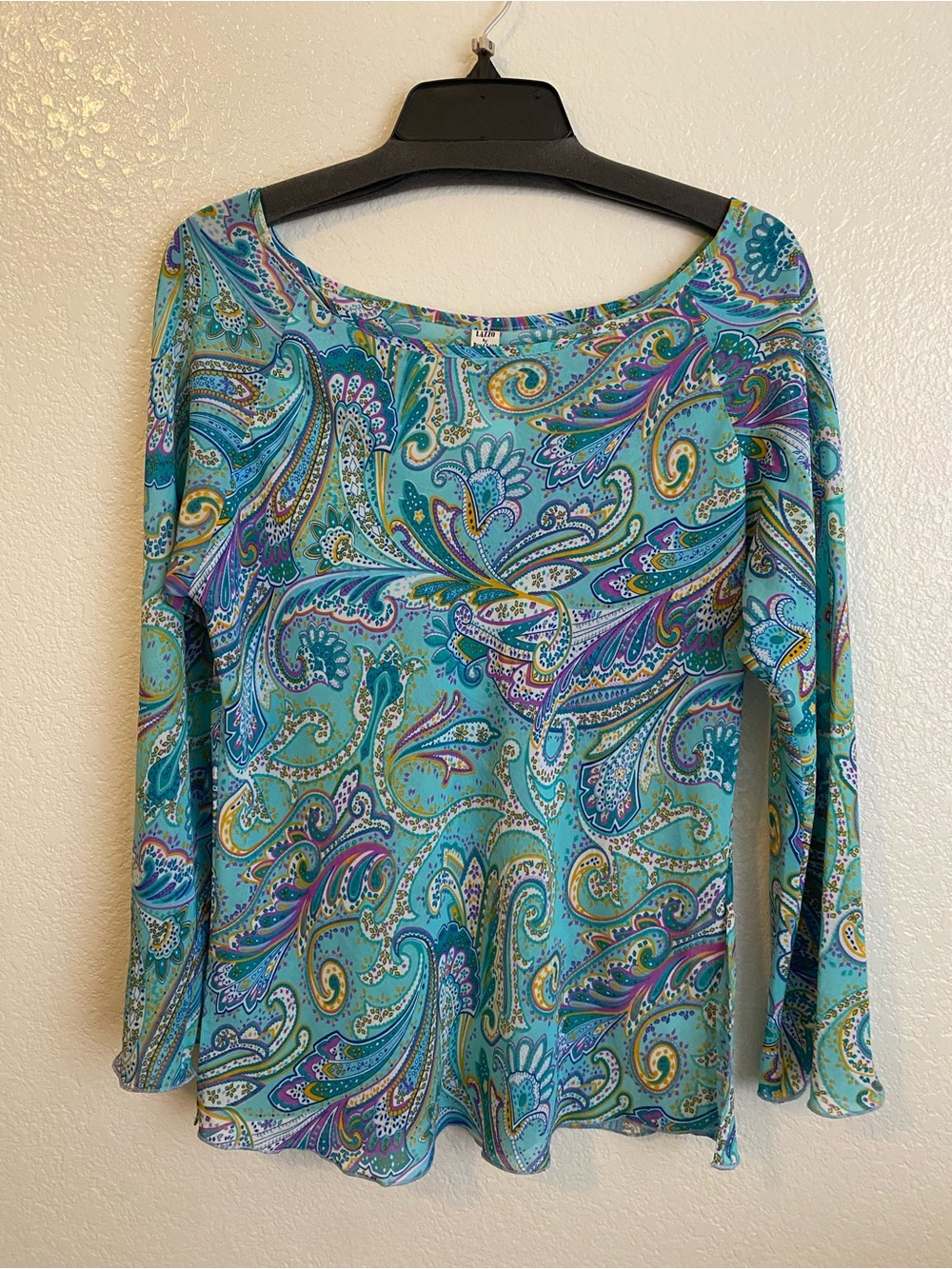 ***PRICE DROP*** Paisley Scoop-Neck Long-Sleeve Blouse in Teal